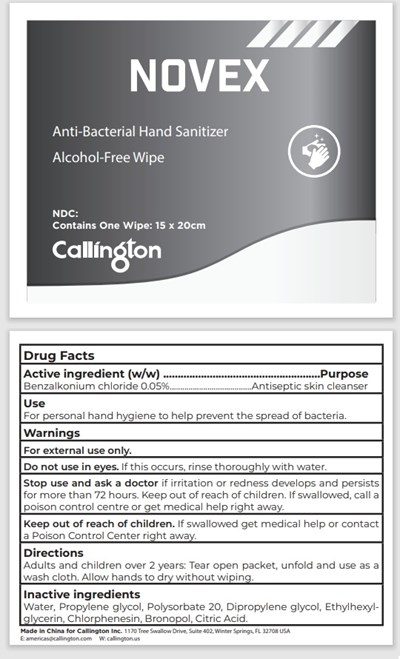 Principal Display Panel (Novex Anti Bacterial Hand Sanitizer Wipe (alcohol Free))